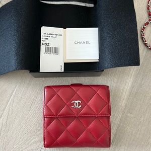 Chanel flap small double wallet lambskin with chain